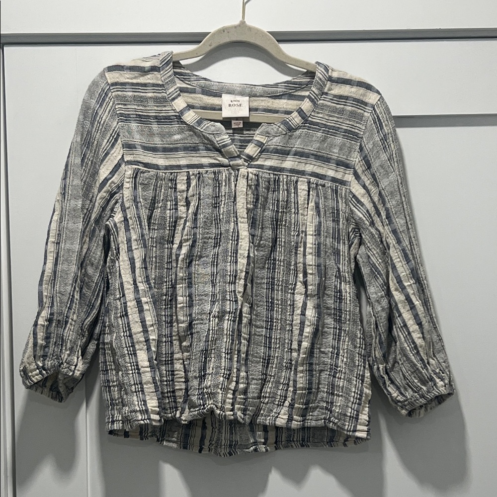 Knox Rose Navy and Cream Striped Blouse